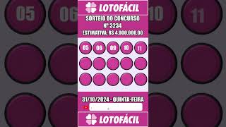 Resultado do Sorteio da Lotofácil Concurso nº 3234 Resultado da Lotofácil de hoje 3110 shorts [upl. by Norok700]