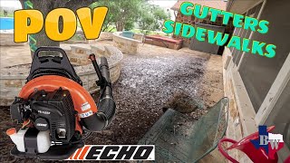 Cleaning gutters and patio with an Echo PB755ST Leaf Blower  POV [upl. by Koblas427]