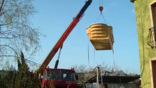 Rozładunek Basenu GFK Schwimmbecken Ausladung Swimming Pool unload Zwembad uitladen NOVOPOOL [upl. by Cotsen]