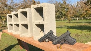 9MM vs 40 CAL vs 45 ACP vs CINDER BLOCK [upl. by Madlin]