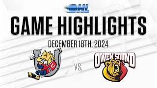 OHL Highlights Barrie Colts  Owen Sound Attack Dec 18 2024 [upl. by Jayme]