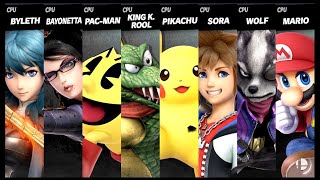 Byleth VS Bayonetta VS Pac  Man VS King K Rool VS Pikachu VS Sora VS Wolf VS Mario Smash Ultimate [upl. by Chadabe113]