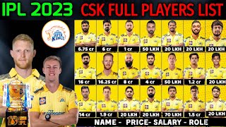 IPL 2023 Chennai Super Kings Full Squad  CSK Team Final Players List IPL 2023  CSK Team 2023 [upl. by Esilahs]