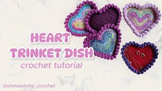 Heart Trinket Dish Crochet Tutorial [upl. by Nrehtak604]