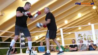 Przed Adamek  Kliczko Vitali Klitschko working the mitts full [upl. by Hally]