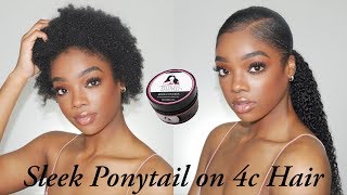 How To Sleek Down Ponytail on 4c Hair Draw String Ponytail No Heat [upl. by Nirot510]