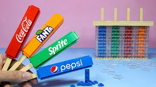 FROZEN Ice Pops LEGO Coca Fanta Sprite Pepsi POPSICLES  Lego Cooking Food ASMR [upl. by Pruchno]