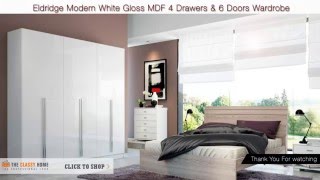 Manhattan Eldridge Modern White Gloss MDF 4 Drawers amp 6 Doors Wardrobe [upl. by Ilsa91]