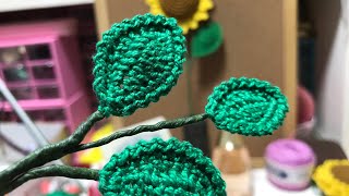 Crochet rose leaf tutorial beginner friendly [upl. by Brynna]