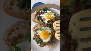 ONE PAN CHORIZO BAKED EGGS RECIPE  High Protein Recipe [upl. by Aiset]