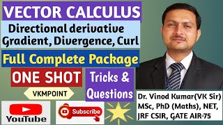 One Shot Gradient Divergence Curl Hindi  Directional derivative Solenoidal Irrotational engineering [upl. by Walcoff357]