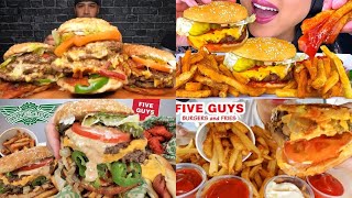 ASMR Five Guys Burgers Mukbang Compilation 4  Burgers and fries asmr  Satisfying eating sounds [upl. by Sher]