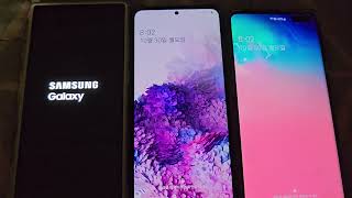 갤럭시 S20 VS S10 5G VS S22울트라 부팅 속도 테스트 Galaxy s22 Ultra VS S20 VS S10 5G Booting SpeedTest [upl. by Adnilev]