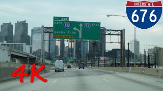 ⁴ᴷ Vine Street Expressway Interstate 676 eastbound 4K VIDEO [upl. by Nyrahs903]