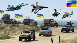 Russian Airforce brutuall Attack on Ukraine Army Convoy  Russia vs Ukraine War  GTA 5 [upl. by Bartley]