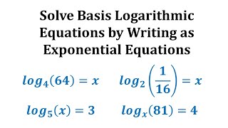 Ex 1 Solve Basic Logarithmic Equations [upl. by Gaye]