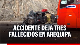 🔴🔵Tragedia en Arequipa Auto choca frontalmente contra un bus y deja tres fallecidos [upl. by Ahsimek]