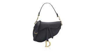 Christian Dior Grained Calfskin Medium Saddle Bag With Strap Black [upl. by Accisej]