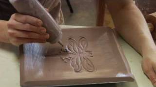 Clay Pottery Slab Building  Slip Trailing Clay Decorating [upl. by Hasen]