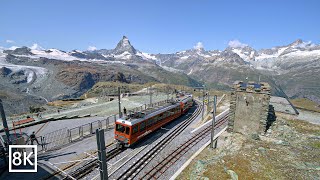 Gornergrat Bahn Zermatt The Most Scenic Train Ride in Switzerland 8K [upl. by Eceinhoj]