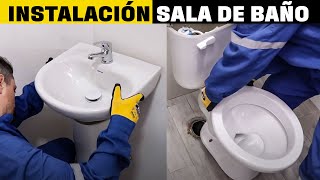 Instalación en sala de baño Inodoro y lavamanos [upl. by Maeve645]