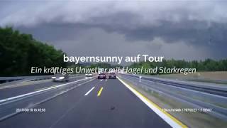 Unwetter Bayern 180817  DashCam Deutschland  heavy Rain and stupid Driver [upl. by Glennon]