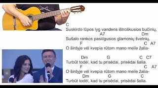 Prisedai šalia  Irūna ir Marius Jampolskis  AKORDAI RITMAS 🎸 Mokomės groti gitara [upl. by Anahc]