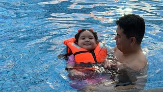 Live Siblings Swims at Hotel Pool  Double Tree Hilton Hotel  Business Bay [upl. by Ytsirt]