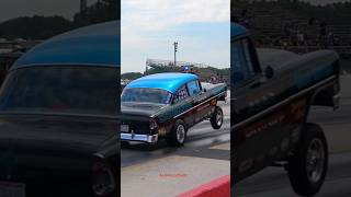 Wheelie Popping Power 56 Chevy Gasser 57chevy [upl. by Adnolehs]