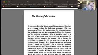 Structuralism 5 Roland Barthes and quotThe Death of the Authorquot [upl. by Alesram]