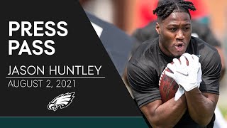 Jason Huntley Discusses the Competition at Running Back amp More  Eagles Press Pass [upl. by Bucky]