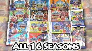 ALL SEASONS  Every MATCH ATTAX Extra Collection 16 Packs From 16 Years Match Attax 0708  2223 [upl. by Rekrap]