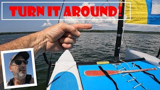 How To Turn Around a Sailboat Hobie Wave Sailing for Beginners [upl. by Sternlight]