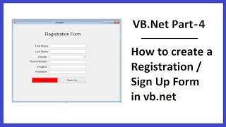 VBNet Part4 How to create a Registration  Sign Up Form in vbnet [upl. by Nnylanna976]