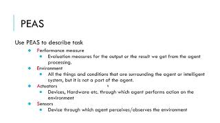 AI Lecture  PEAS  Different types of Task Environments  Artificial Intelligence  Lecture 3 [upl. by Haneehs]