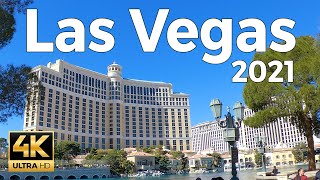 Las Vegas Strip Walking Tour 2021 4k Ultra HD 60fps – With Captions [upl. by Elyrrad]