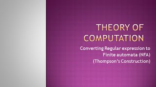 Converting Regular expression to Finite automataNFA  Thompson’s Construction [upl. by Retep317]