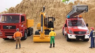 Bibo play with toy fire truck excavator dump truck  Construction vehicle funny stories  BIBO TOYS [upl. by Elledoj815]