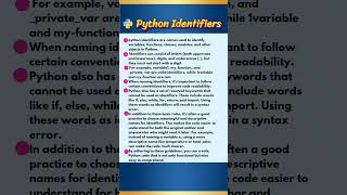 Python Identifiers computer pythonprogramming python [upl. by Hube432]