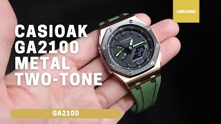 CasiOak GA2100 Metal TwoTone in green rubber [upl. by Matt58]