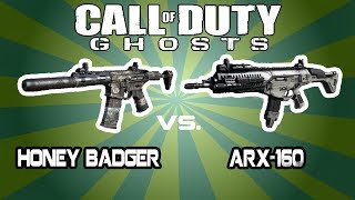 COD Ghosts HONEY BADGER VS ARX160  StatistikenvergleichWaffenvergleichGuide Tipps amp Tricks [upl. by Tranquada]