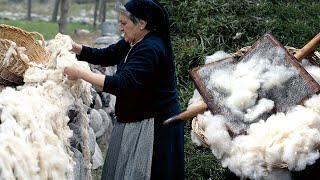 La LANA en el Pirineo Esquilado de ovejas cardado y elaboración artesanal de prendas  Documental [upl. by Roberto]