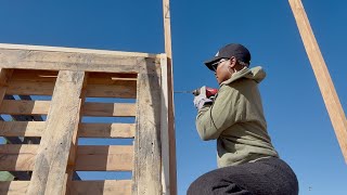 DEVELOPING OUR 10 ACRE DESERT HOMESTEAD ON A BUDGET DIY PALLET FENCE [upl. by Miguelita]