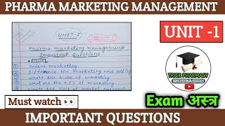 Pharma marketing management  important questions  unit 1st [upl. by Anner]