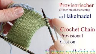 Provisorischer Maschenanschlag mit Häkelnadel  Provisional Crochet Chain Cast on [upl. by Ayhdnas]