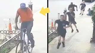 Brute On Bike Punches 60YearOld Woman 4 Firefighters Make Him Regret It [upl. by Acinnor]