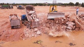 Extremely Technique Filling Stone Project Powerfully KOMATSU DOZERS Operated With Live Stream [upl. by Samp]