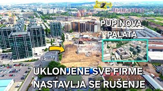 Iseljene sve firme postavljena ograda za projekat PUPINOVA PALATAnastavlja se rušenje hangara [upl. by Anhpad]