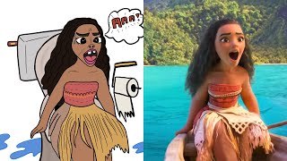 Moana How Far Ill Go Funny Drawing Meme  Try Not to Laugh 😂 [upl. by Artus]