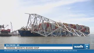 Federal agents board ship managed by the same company as ship that struck Baltimores Key Bridge [upl. by Litsyrk]